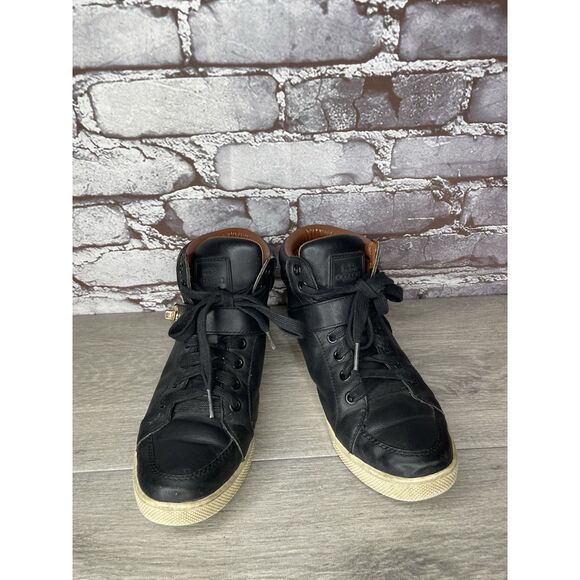 COACH Pembroke Nappa Black Leather Hi-Top Turnlock Sneakers Women 7.5B US FG1274 - Picture 2 of 16